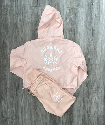 Blush Women's Crop Top Windbreaker Jogger Set